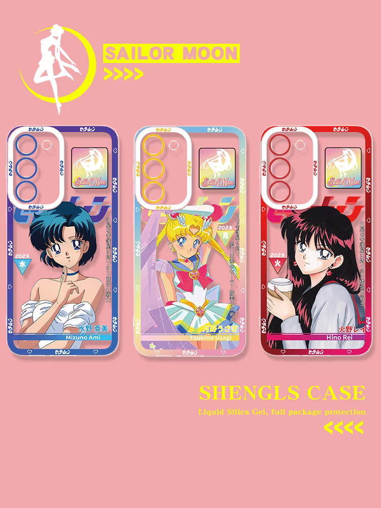 Japanese Cartoon Sailor Girl | Artemis White Cat Luna Black Cat Pink Cat - Sailormoon Phone Case Samsung Galaxy S26 S25 S24 S23 S22 S21 FE Ultra Edge