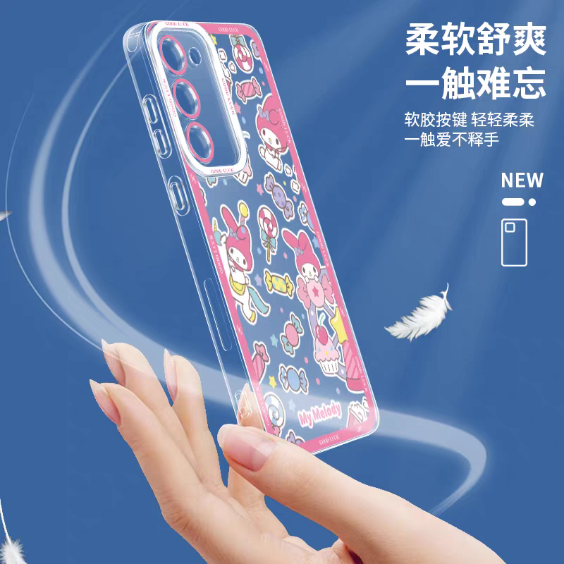 Japan Cartoon Sanrio Full Screen Sweets Pastel Style | Kuromi My Melody Hello Kitty Pompompurin Pochacco Tuxedosam Little Twin Stars Cinnamoroll- Phone Case Samsung Galaxy S26 S25 S24 S23 S22 S21 FE Ultra Edge