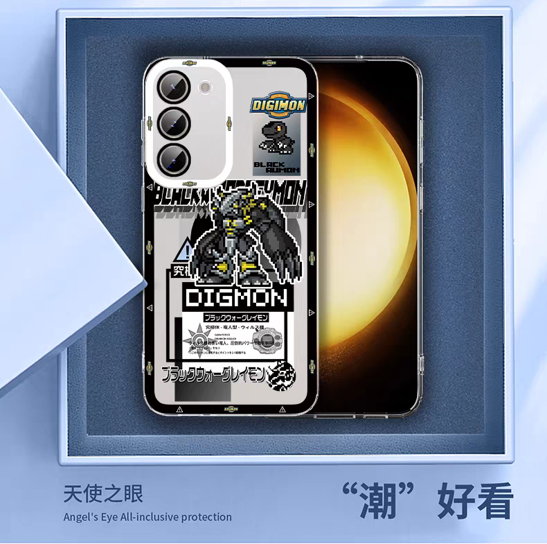 Anime Digimon Digital Monster Pixel Game Version | Black War Greymon Metal Garurumon Angewomon - Phone Case Samsung Galaxy S26 S25 S24 S23 S22 S21 FE Ultra Edge