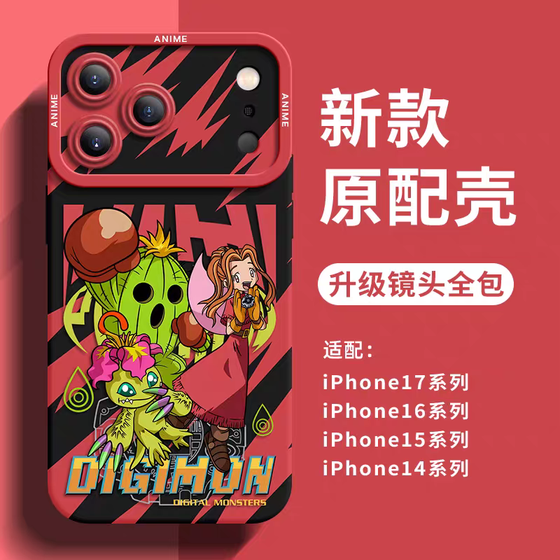 Japanese Cartoon Digimon Adventure Digital Monster Silicone Case | TACHIKAWA MIMI X Palmon - iPhone Case 6 7 8 PLUS SE2 XS XR X 11 12 13 14 15 16 16e 17 Pro Promax 12mini 13mini