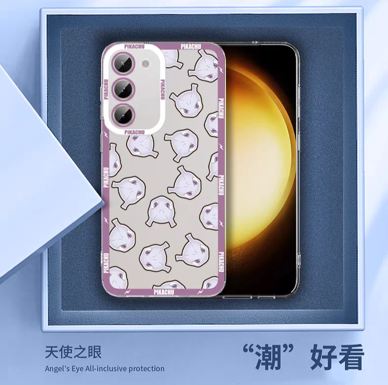 Japan Cartoon Pokemon Full Happy Face Verison | Pikachu Lucario Bulbasaur Gengar Squirtle Snoriax Mew Ditto - Phone Case Samsung Galaxy S26 S25 S24 S23 S22 S21 FE Ultra Edge