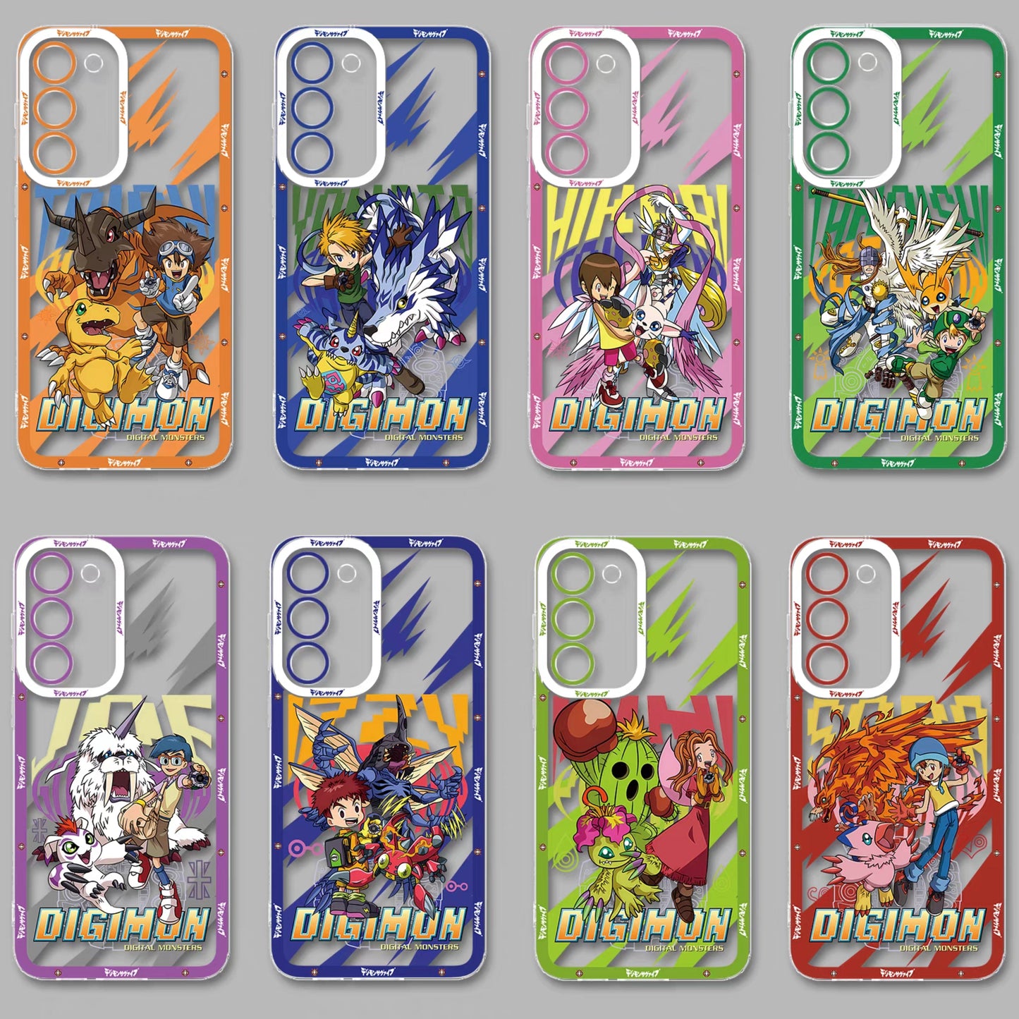 Japanese Cartoon Digimon Adventure Digital Monster Clean Case | 1st Generation 8 Characters with Digimon - Phone Case Samsung Galaxy S26 S25 S24 S23 S22 S21 FE Ultra Edge