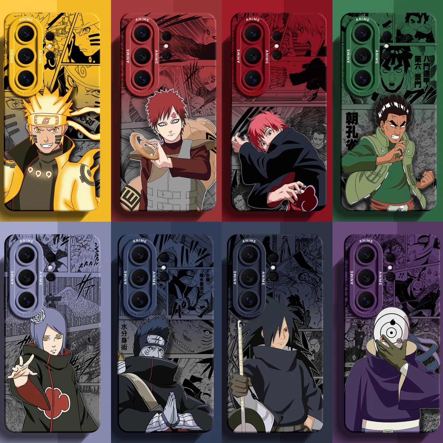 Japanese Cartoon Naruto Silicone Case Comic Anime Style | Naruto Gaara Sasori Guy Konan Kisame Uchiha Madara Uchiha Obito - Phone Case Samsung Galaxy S26 S25 S24 S23 S22 S21 FE Ultra Edge