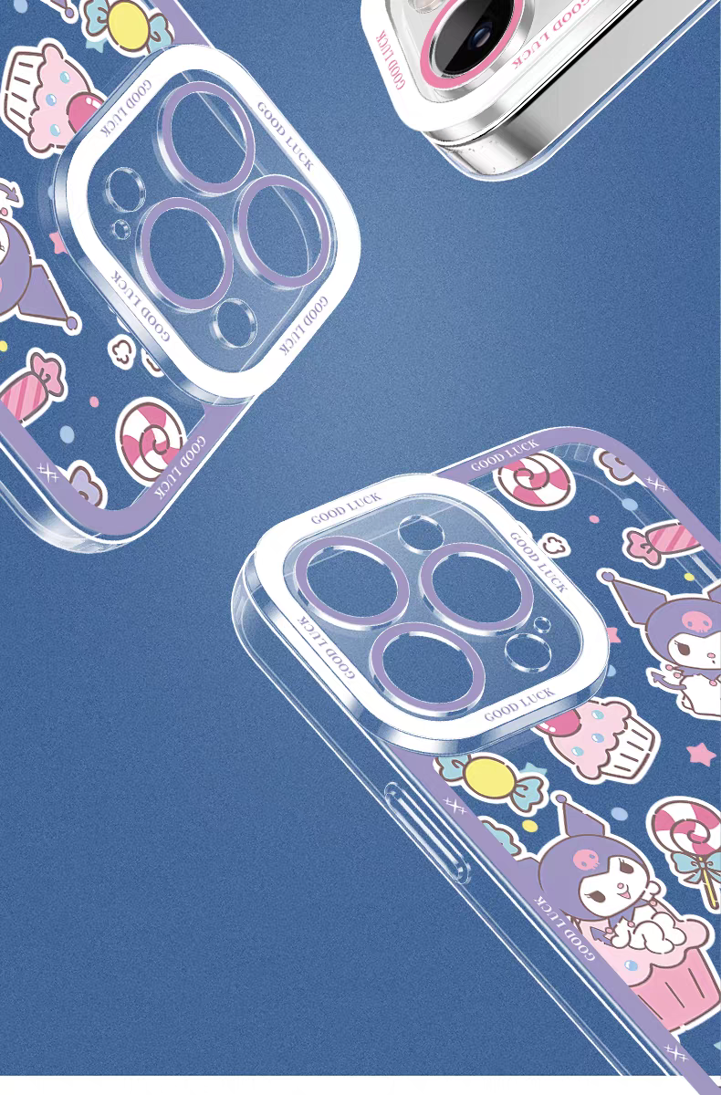Japan Cartoon Sanrio Full Screen Sweets Pastel Style | Kuromi My Melody Hello Kitty Pompompurin Pochacco Tuxedosam Little Twin Stars Cinnamoroll - iPhone Case PLUS SE2 XS XR X 11 12 13 14 15 16 16e 17 17e Pro Promax 12mini 13mini