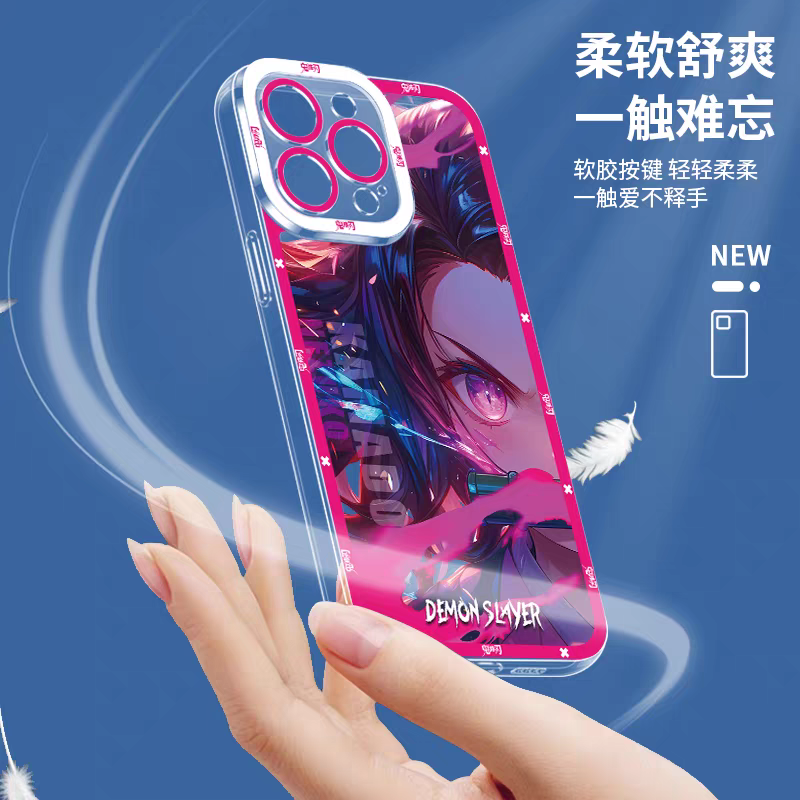 Japanese Anime Kimetsu no Yaiba Demon Slayer Half Battle Soul Style | Tanjiro Nezuko Zenitsu Inosuke Giyuu Muichiro Rengoku Mitsuri - iPhone Case PLUS SE2 XS XR X 11 12 13 14 15 16 16e 17 17e Pro Promax 12mini 13mini