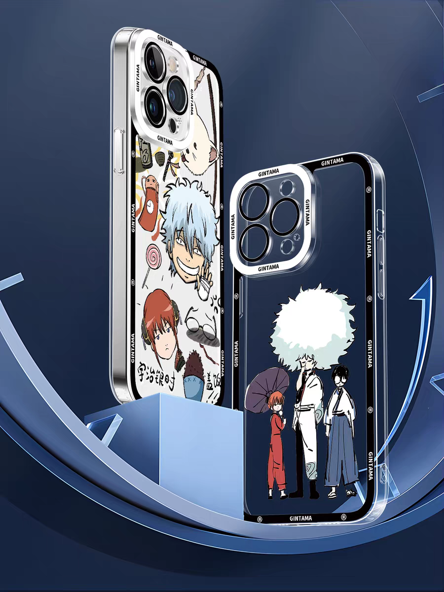 Japanese Anime Gintama Anime and Drawing Version | Part1 8 Styles Sakata Gintoki Kagura Elizabeth - iPhone Case PLUS SE2 XS XR X 11 12 13 14 15 16 16e 17 17e Pro Promax 12mini 13mini