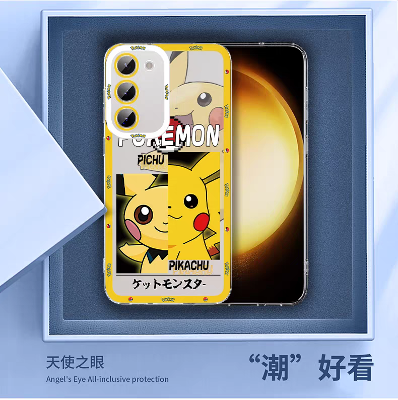 Japan Cartoon Pokemon Half Face Version | Pichu Pikachu Gastly Gengar Psyduck Golduck Charmander Charizard Squirtle Blastoise Bulbasaur Venusaur Eevee Sylveon Jigglypuff Wigglytuff - Phone Case Samsung Galaxy S26 S25 S24 S23 S22 S21 FE Ultra Edge