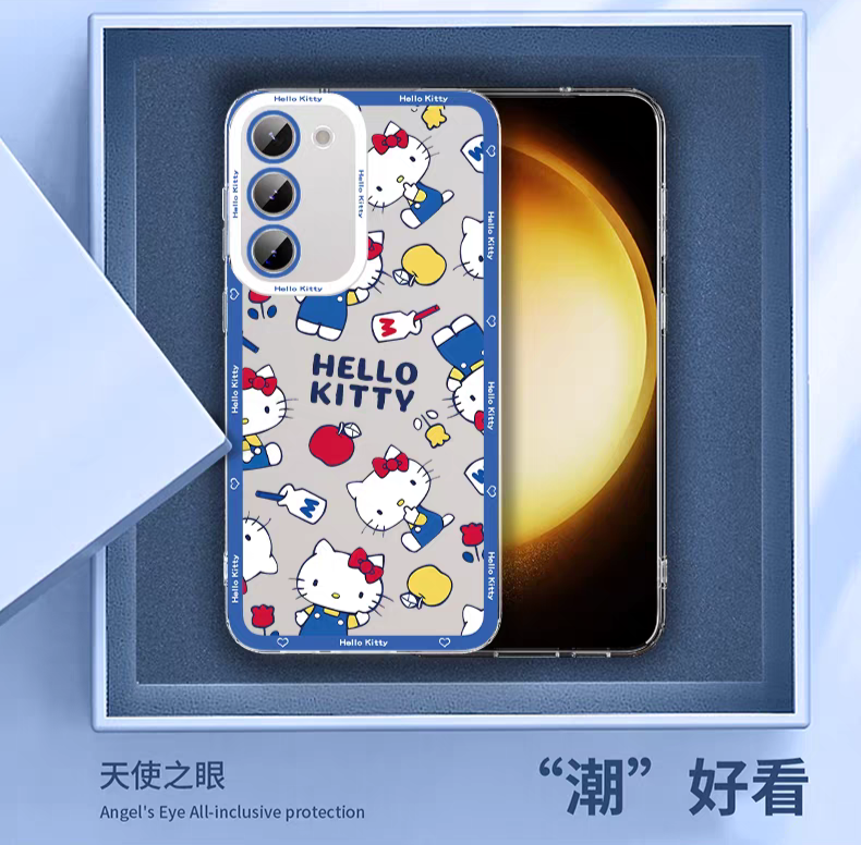 Japanese Cartoon Hello Kitty | Vintage Kitty Blue Version 5 Styles - Phone Case Samsung Galaxy S26 S25 S24 S23 S22 S21 FE Ultra Edge