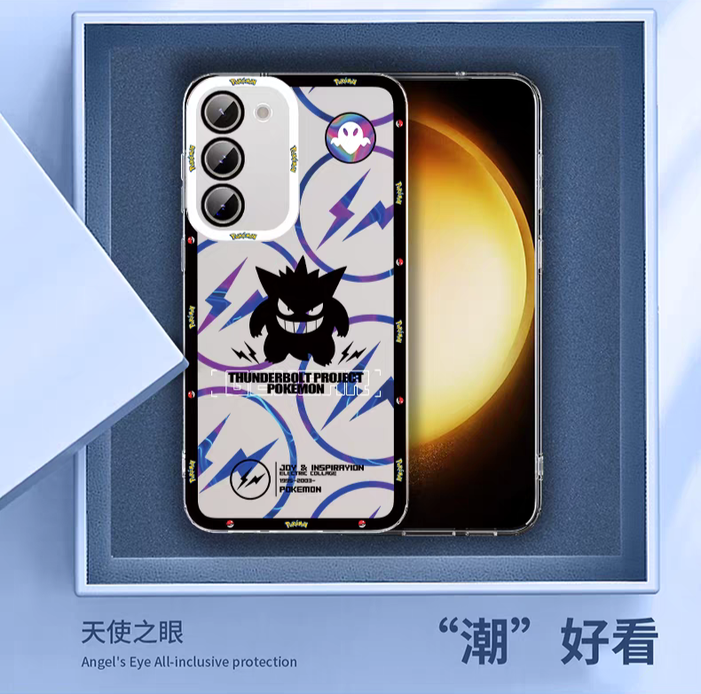 Japan Cartoon Pokemon Thunderbolt Project Version | Pikachu Gengar Squirtle Mewtwo Ash Greninja Charizard Rayquaza Lucario - Phone Case Samsung Galaxy S26 S25 S24 S23 S22 S21 FE Ultra Edge
