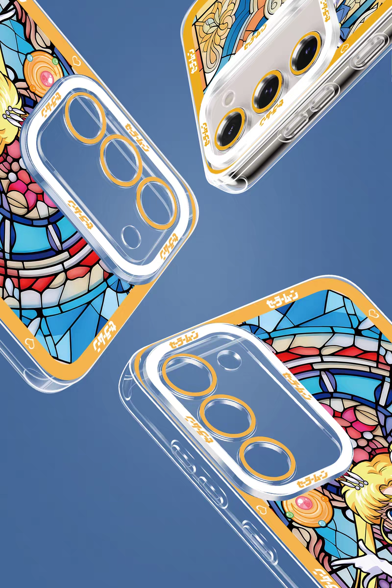 Japanese Cartoon Sailor Moon Phone Case Glass Window Style | Sailor Chibimoon Usagi Uranus - Phone Case Samsung Galaxy S26 S25 S24 S23 S22 S21 FE Ultra Edge