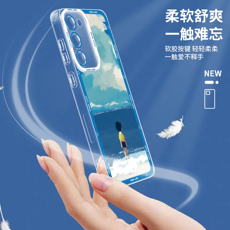 Japanese Cartoon Blue Robot Cat | Doreamon & Nobita Nobi with Sea & Coastal - Phone Case Samsung Galaxy S26 S25 S24 S23 S22 S21 FE Ultra Edge