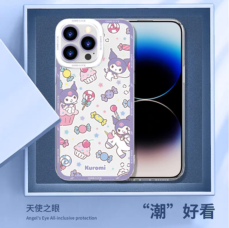 Japan Cartoon Sanrio Full Screen Sweets Pastel Style | Kuromi My Melody Hello Kitty Pompompurin Pochacco Tuxedosam Little Twin Stars Cinnamoroll - iPhone Case PLUS SE2 XS XR X 11 12 13 14 15 16 16e 17 17e Pro Promax 12mini 13mini