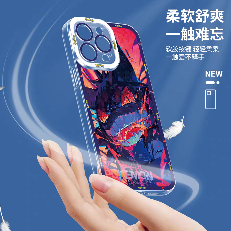Japan Cartoon Pokemon Fighting Soul Version Part1 | Pikachu Gengar Eevee Charmander Mewtwo Squirtle Psyduck Lucario 8 Styles - iPhone Case PLUS SE2 XS XR X 11 12 13 14 15 16 16e 17 17e 18 Pro Promax 12mini 13mini
