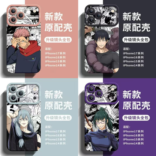 Japanese Anime Jujutsu Kaisen Silicone Case Comic Background Version | Yuji Ryomen Sukuna Toji Mahito Maki - iPhone Case PLUS SE2 XS XR X 11 12 13 14 15 16 16e 17 17e Pro Promax 12mini 13mini