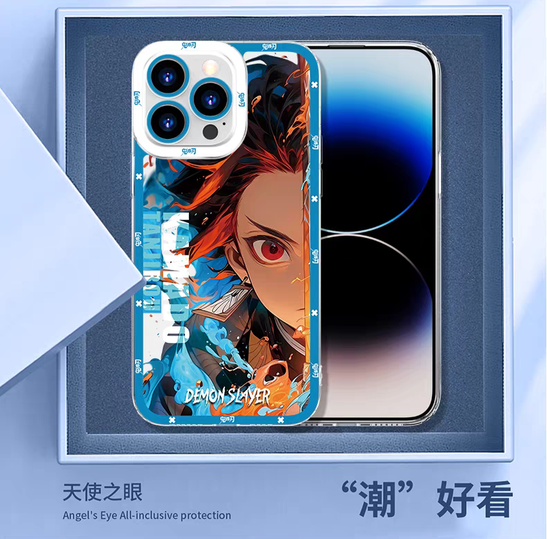 Japanese Anime Kimetsu no Yaiba Demon Slayer Half Battle Soul Style | Tanjiro Nezuko Zenitsu Inosuke Giyuu Muichiro Rengoku Mitsuri - iPhone Case PLUS SE2 XS XR X 11 12 13 14 15 16 16e 17 17e Pro Promax 12mini 13mini