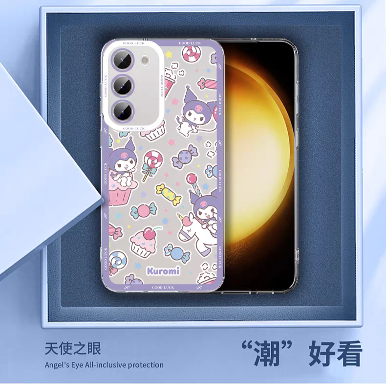 Japan Cartoon Sanrio Full Screen Sweets Pastel Style | Kuromi My Melody Hello Kitty Pompompurin Pochacco Tuxedosam Little Twin Stars Cinnamoroll- Phone Case Samsung Galaxy S26 S25 S24 S23 S22 S21 FE Ultra Edge