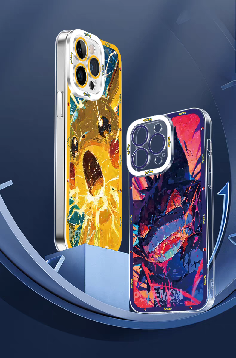 Japan Cartoon Pokemon Fighting Soul Version Part1 | Pikachu Gengar Eevee Charmander Mewtwo Squirtle Psyduck Lucario 8 Styles - iPhone Case PLUS SE2 XS XR X 11 12 13 14 15 16 16e 17 17e 18 Pro Promax 12mini 13mini