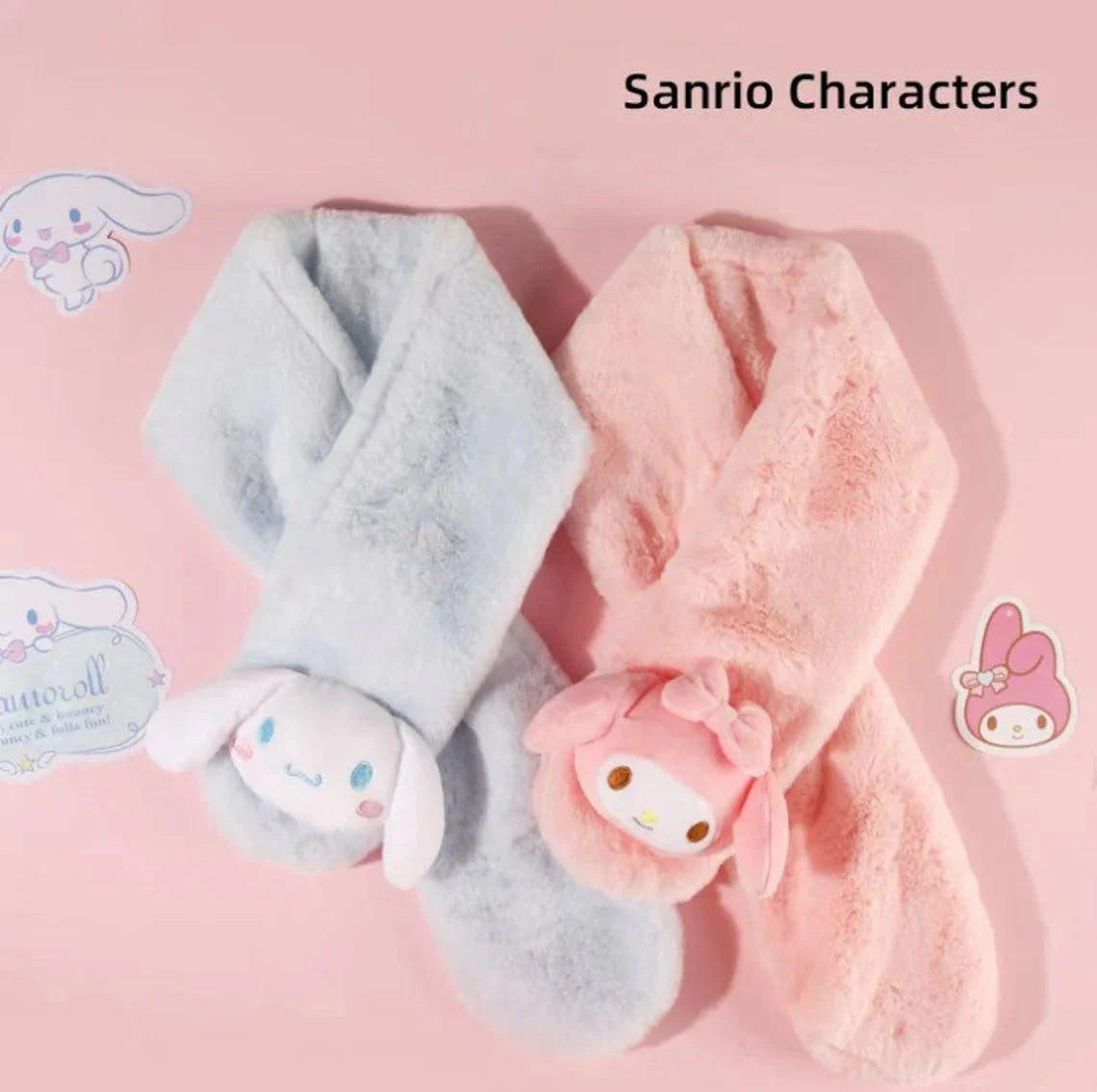 Sanrio My Melody Cinnamoroll Fluffy Scarf Winter Accessories KawaiiGiftLand