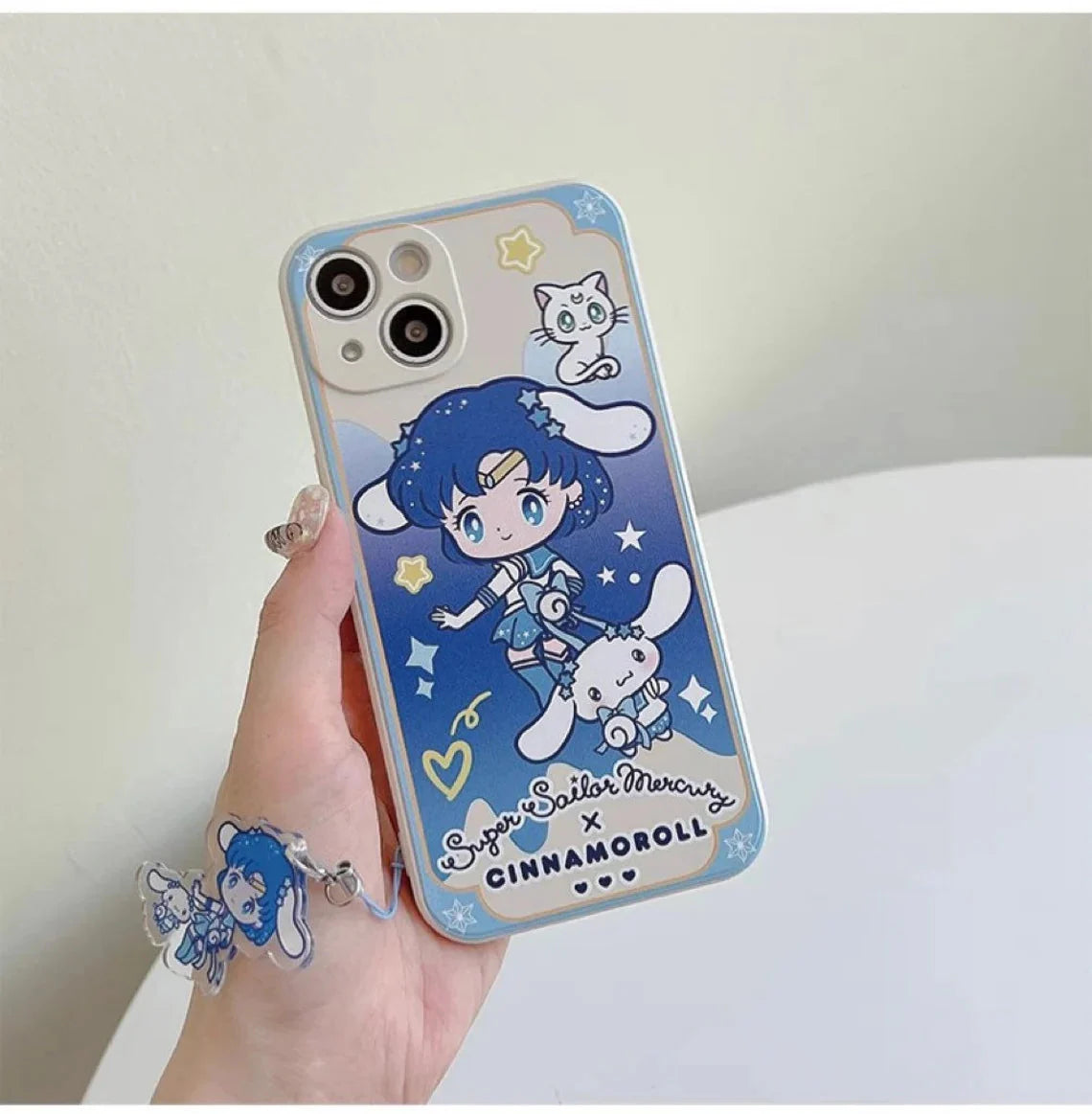 White Sailor Moon with Phone Strap KT MM KU CN PN iPhone Case 6 7 8 PLUS SE2 XS XR X 11 12 13 14 15 16 Pro Promax 12mini 13mini KawaiiGiftLand