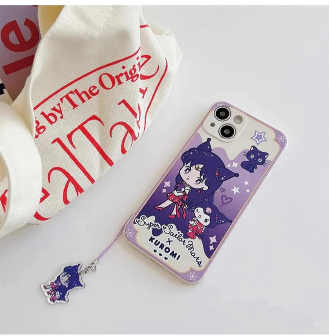 White Sailor Moon with Phone Strap KT MM KU CN PN iPhone Case 6 7 8 PLUS SE2 XS XR X 11 12 13 14 15 16 Pro Promax 12mini 13mini KawaiiGiftLand