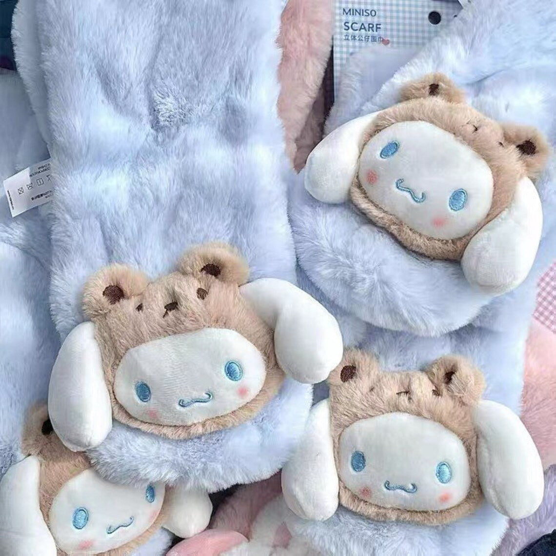 Sanrio My Melody Kuromi Cinnamoroll Animals Fluffy Scarf Winter Accessories KawaiiGiftLand
