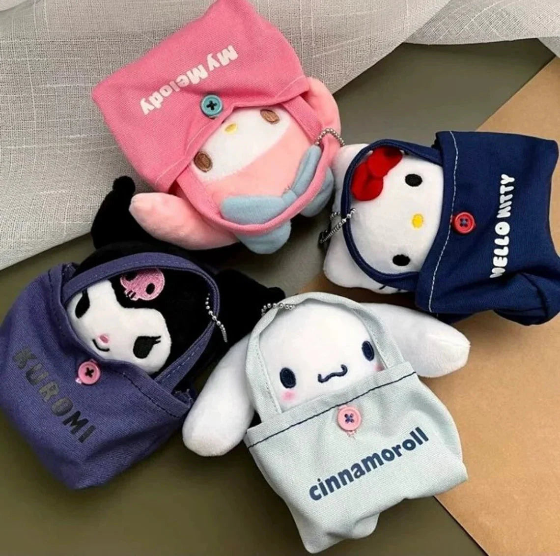 Sanrio Hello Kitty My Melody Kuromi Cinnamoroll Mini Plush Doll with Bag Keychain KawaiiGiftLand