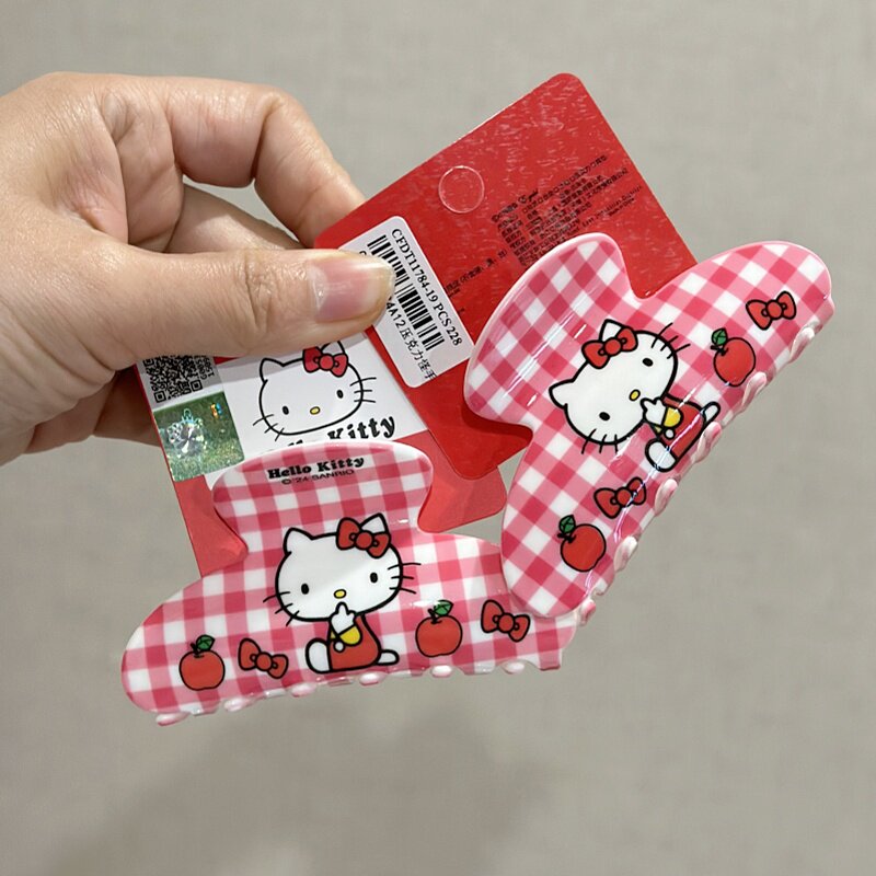 Hello Kitty Festive Red Gingham Medium Claw Clip 8.5cm