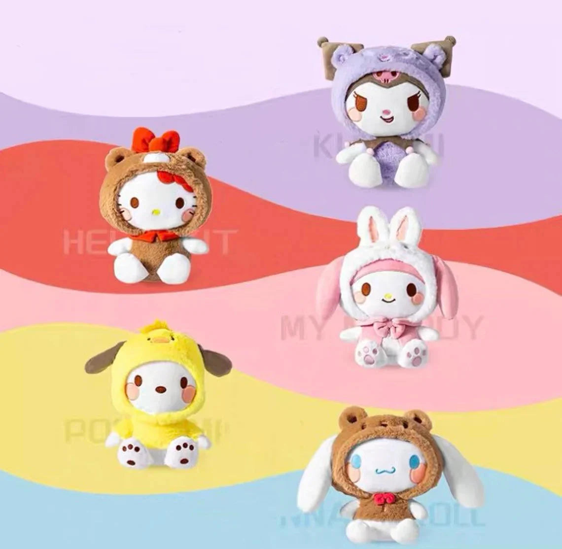 Sanrio Hello Kitty My Melody Kuromi Cinnamoroll Pochacco Cross Dressing Big Plush Doll KawaiiGiftLand
