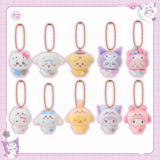 [Pre-Order] Japan ChiiKawa X Sanrio Series 4 | ChiiKawa Hachiware Usagi Momonga Crab Crossover Sanrio Characters Costume Cute Plush Plastic Mini Figure Keychain Mystery Blind Box - Kawaii items Room Decoration
