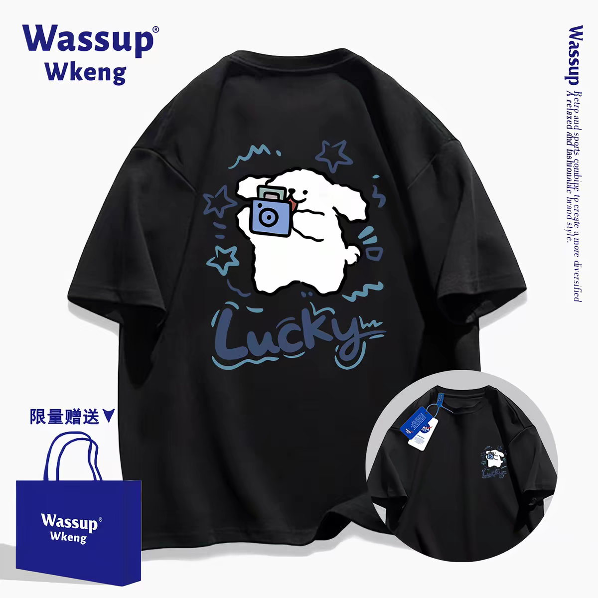 Cute Cartoon Doggie Maltese Puppy Style T-Shirt Series | Take Photo with Camera Front & Back - Kawaii Fashion Items  for Child & Adult